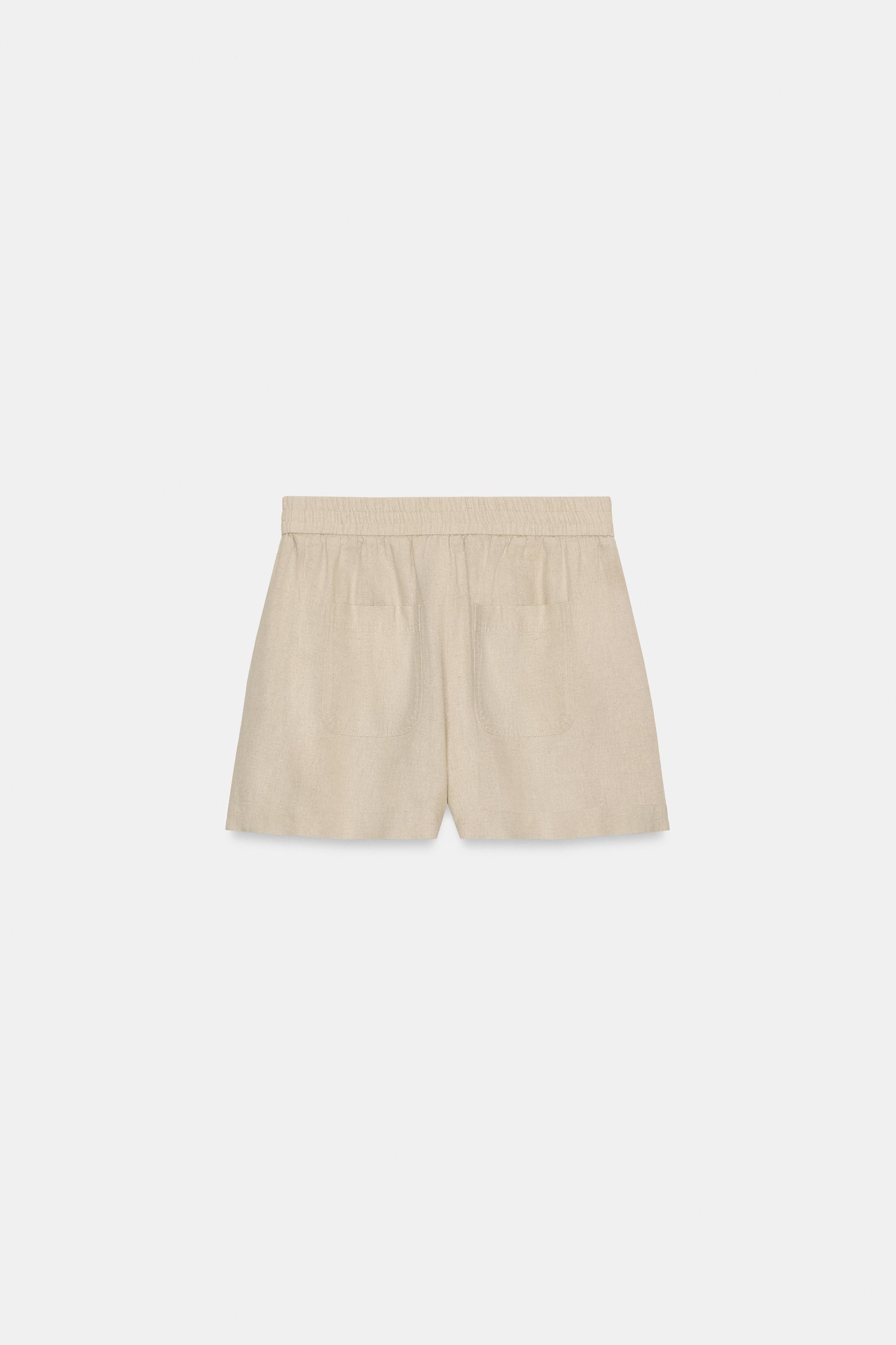 SHORT EN LIN À TAILLE ÉLASTIQUE